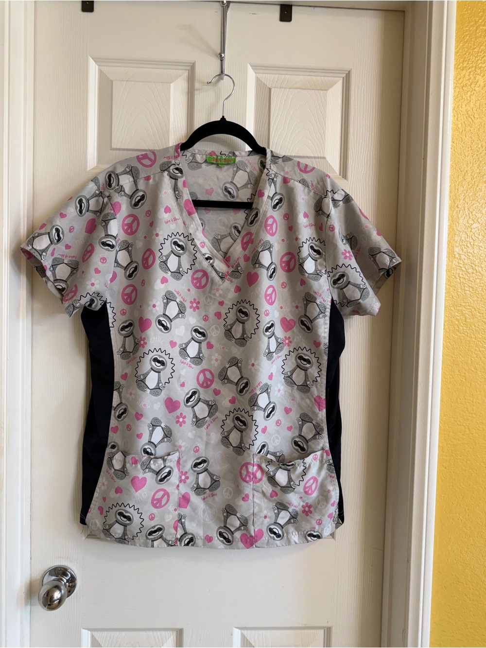 Women’s Gray & Pink Character Medical Scrub Top